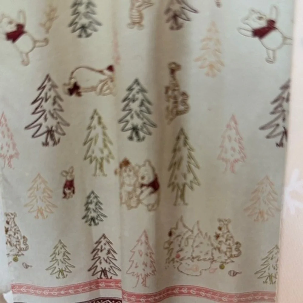 Disney Winnie the Pooh Holiday Fabric Shower Curtain Cream & Red Christmas 70